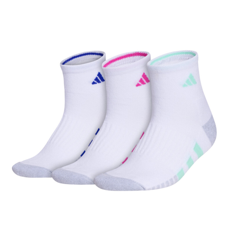 adidas Women's Cushioned 3.0 Quarter 3-Pack (White/Pulse Mint/Fuchsia)